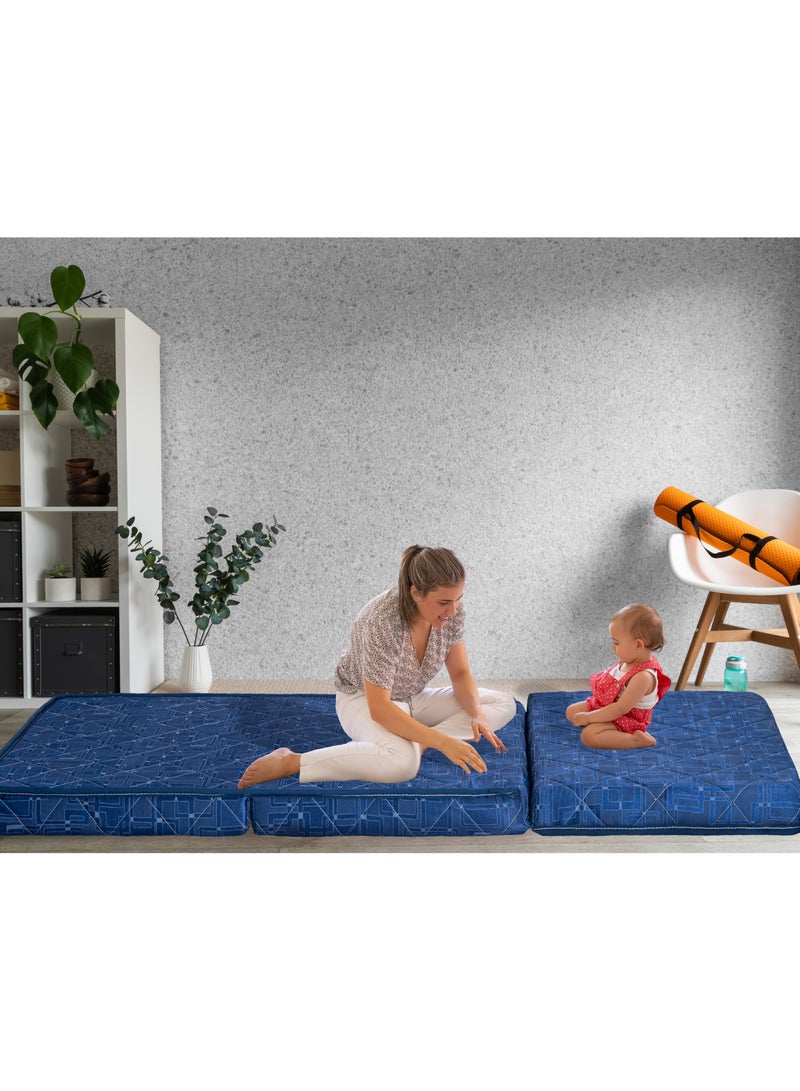 COMFY BLUE PREMIUM COLLECTION MEDICATED 180 X 90 X 7CM COTTON SATIN FOLDING MATTRESS - Image 1
