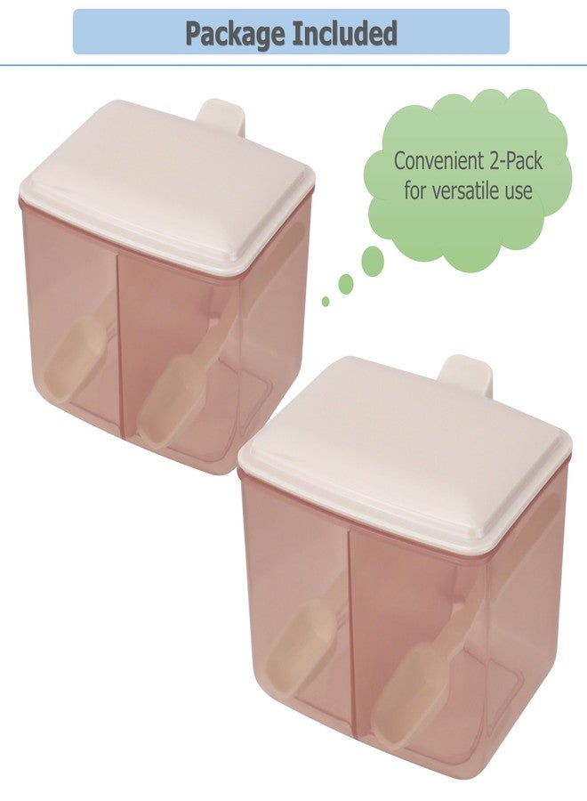 EIKS 2 Pack Condiment Box with Lid & Spoons for Serving & Storing Salt Sugar Spice Pepper Seasoning in Home Kitchen Coffee Restaurant (Pink) - Image 2