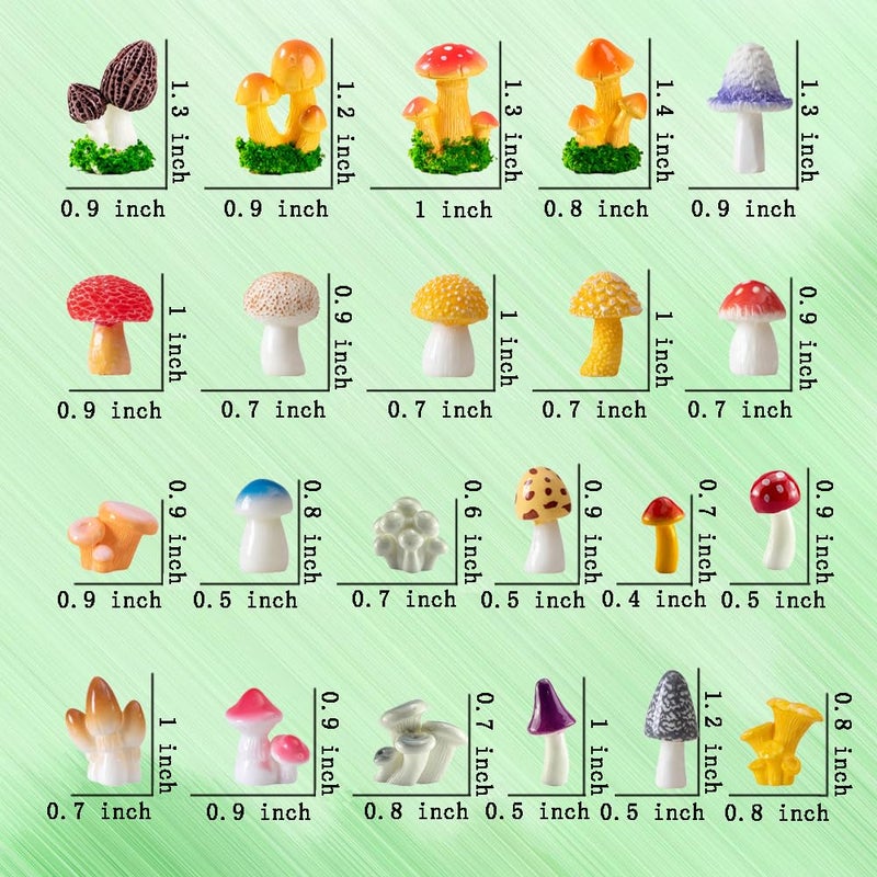 JKanruh 22 Pcs Miniature Resin Mushroom,Fairy Garden Mushrooms for Outdoor Home DÃ©cor,Cake Decoration,DIY Crafts,Landscape Plant Pots Accessories â€¦ - Image 2