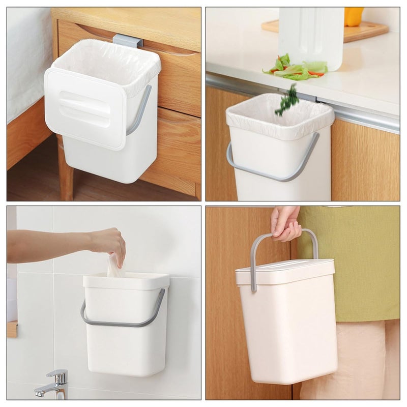 Global light sturdy raw material COHEALI Kitchen Garbage Can Wall-Mounted with Lid, Small Cabinet Door Trash Bin, Hanging Kitchen Waste Bin for Home Compost and Countertop Use Leakproof sealed - Image 4