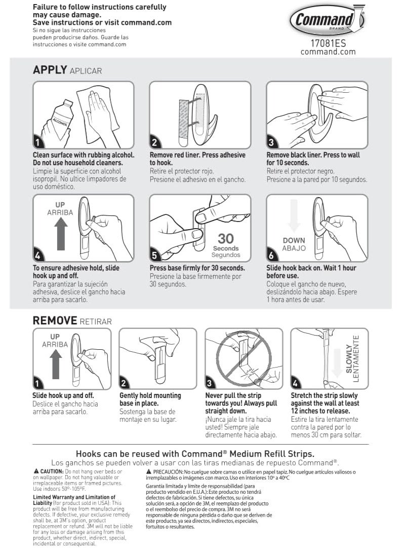 Command Medium Designer Hooks, 9 Hooks and 12 Strips, Damage-Free Hanging Wall Hooks with Adhesive Strips, Adhesive Hooks for Hanging Christmas Decorations, Holds up to 3 lb - Image 4