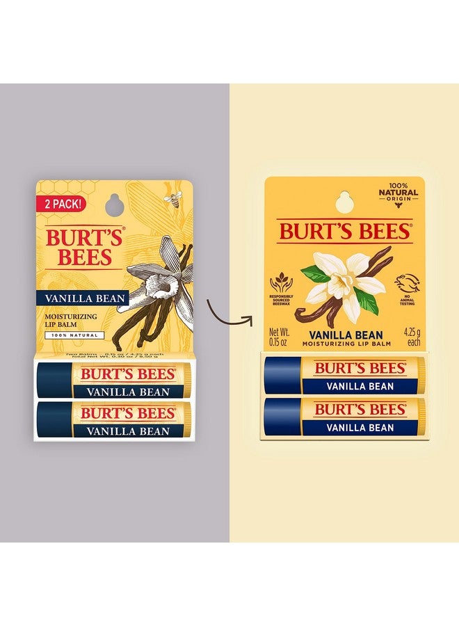 بيرتس بيز مرطب شفاه من Burt's Bees، هدايا عيد الميلاد للعناية بالشفاه، برائحة الفانيليا، مرطب شفاه بشمع العسل من مصادر مسؤولة، خالٍ من الصبغة، معالج من أصل طبيعي (عبوة من قطعتين) - Image 2