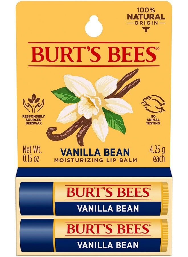 بيرتس بيز مرطب شفاه من Burt's Bees، هدايا عيد الميلاد للعناية بالشفاه، برائحة الفانيليا، مرطب شفاه بشمع العسل من مصادر مسؤولة، خالٍ من الصبغة، معالج من أصل طبيعي (عبوة من قطعتين) - Image 1
