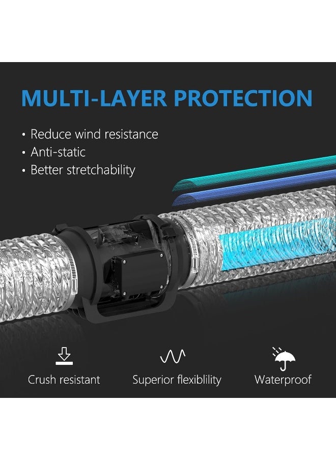 Poaker Flexible Ducting Aluminum Foil Insulated Heat Ducting Hose Pipe With 2 Clamps For Extractor Fan, Dryer Vent, Cooker Hood (4 Inch)  - Image 3