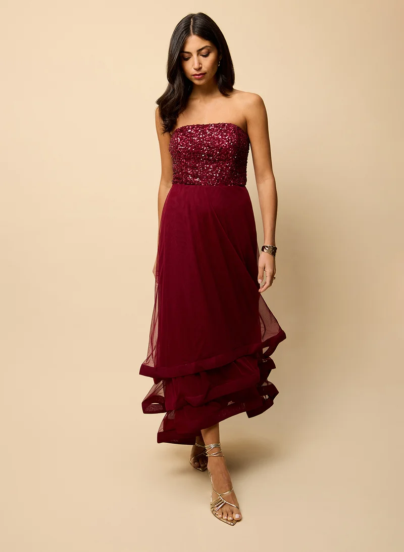 Embellished Bandeau Maxi Dress