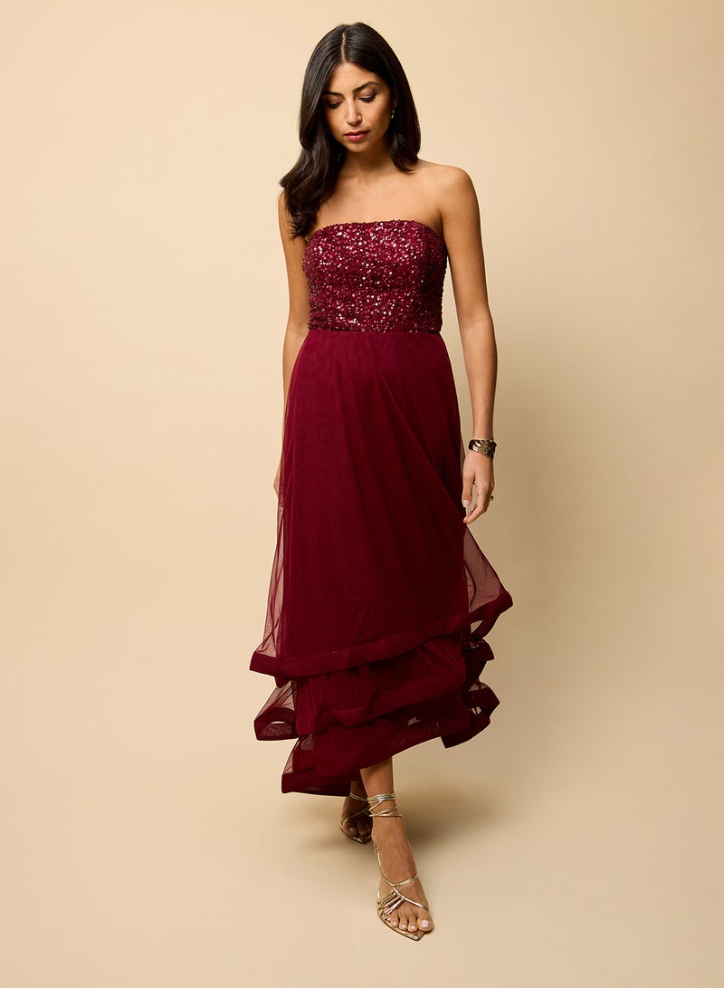 Little Mistress Embellished Bandeau Maxi Dress - Image 1