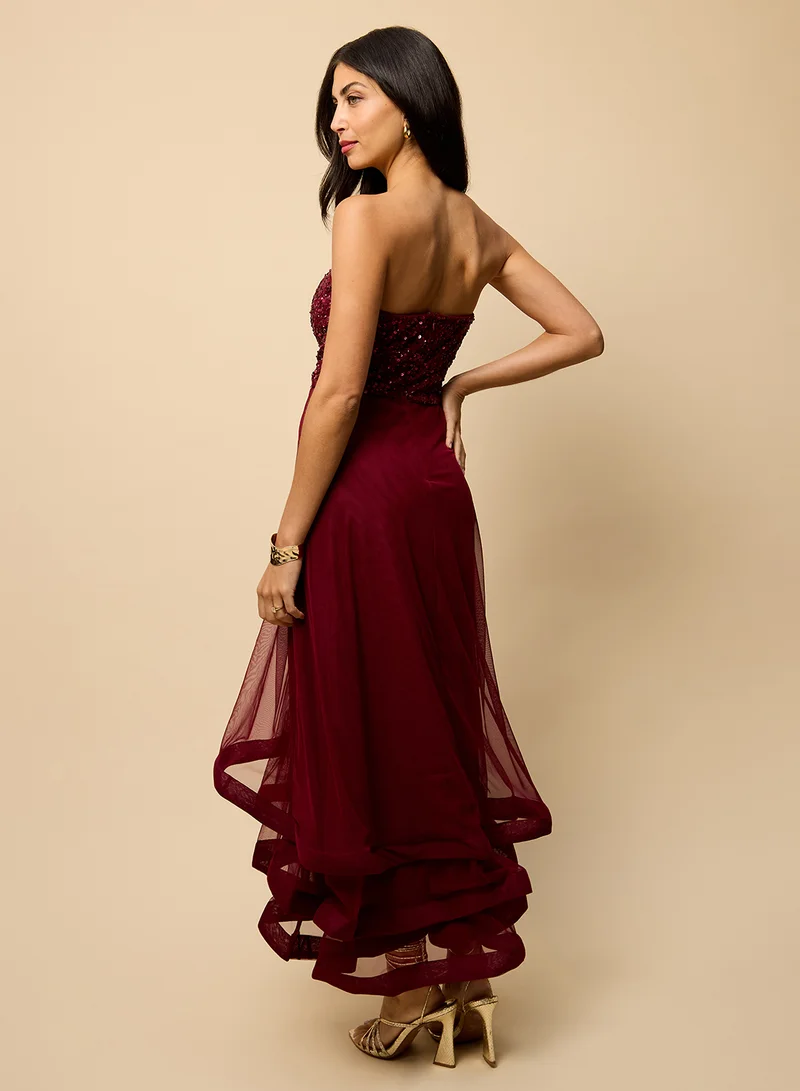 Little Mistress Embellished Bandeau Maxi Dress