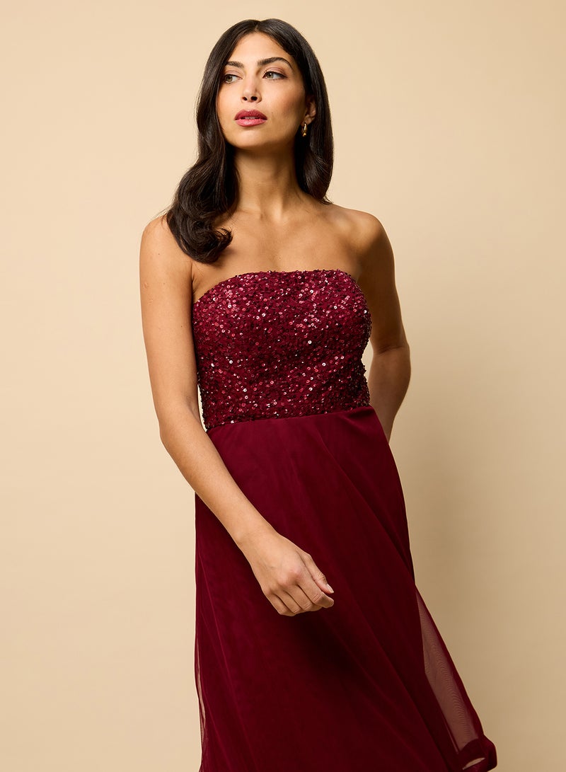 Little Mistress Embellished Bandeau Maxi Dress - Image 4