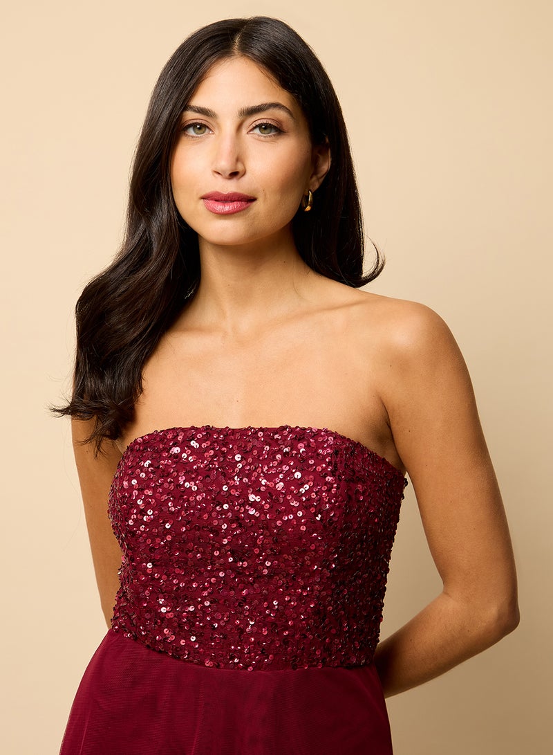 Little Mistress Embellished Bandeau Maxi Dress - Image 3
