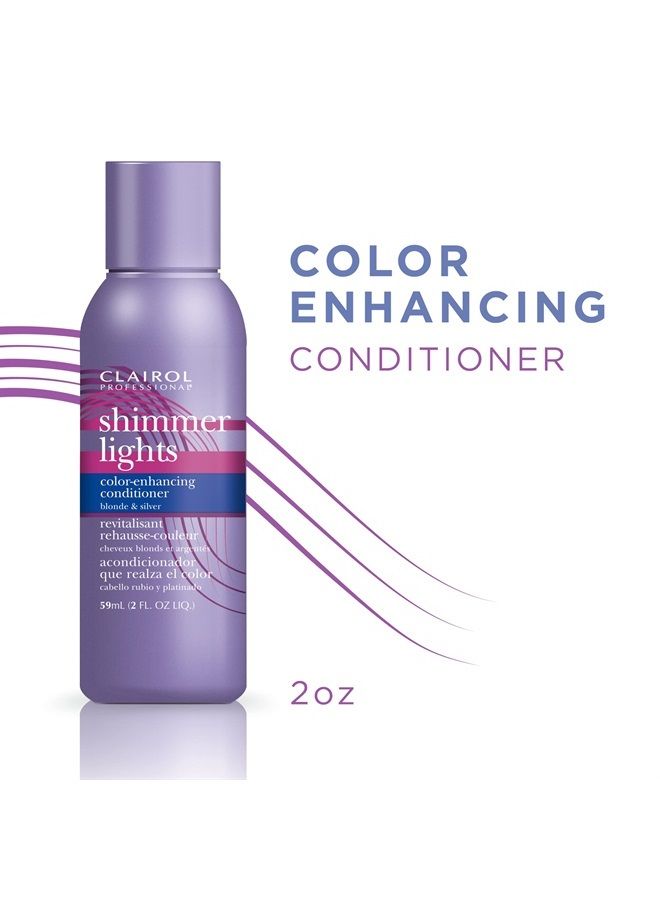 CLAIROL PROFESSIONAL Shimmer Lights Purple Conditioner, 2 fl. Oz *Travel Size Neutralizes Brass & Yellow Tones For Blonde, Silver, Gray & Highlighted Hair - Image 1