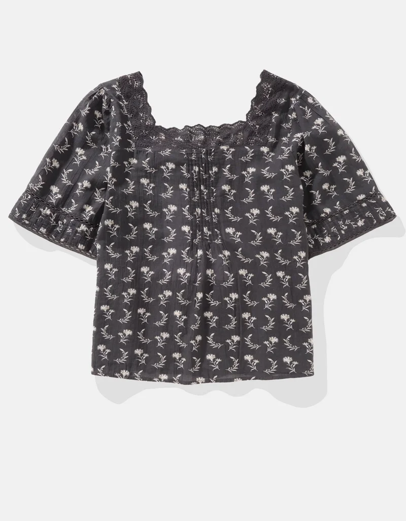 امريكان ايجل بلوزة بأزرار وقبة مربعة