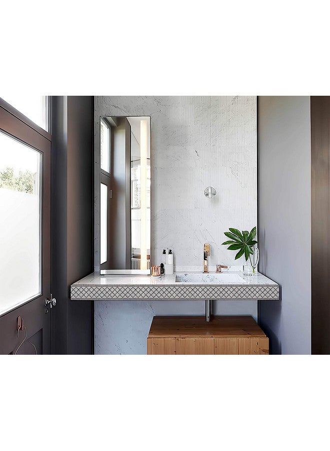 WallDesign ملصق حدود ورق الحائط WallDesign - نمط بلاط رمادي هندسي - لفة فينيل لامعة مقاومة للماء - 3 بوصة × 10 أقدام - للحمام، المطبخ، غرفة المعيشة - Image 5