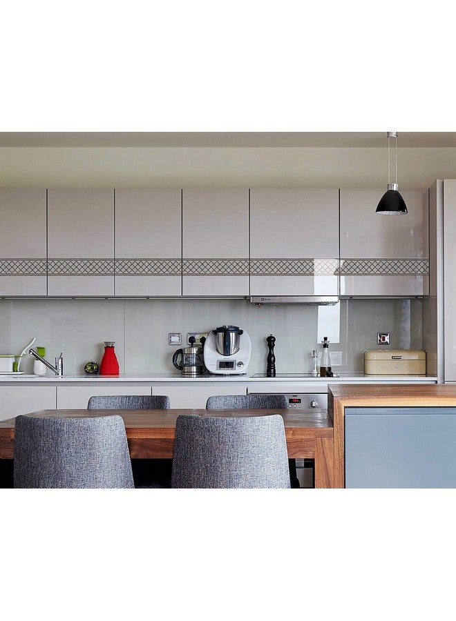 WallDesign ملصق حدود ورق الحائط WallDesign - نمط بلاط رمادي هندسي - لفة فينيل لامعة مقاومة للماء - 3 بوصة × 10 أقدام - للحمام، المطبخ، غرفة المعيشة - Image 2