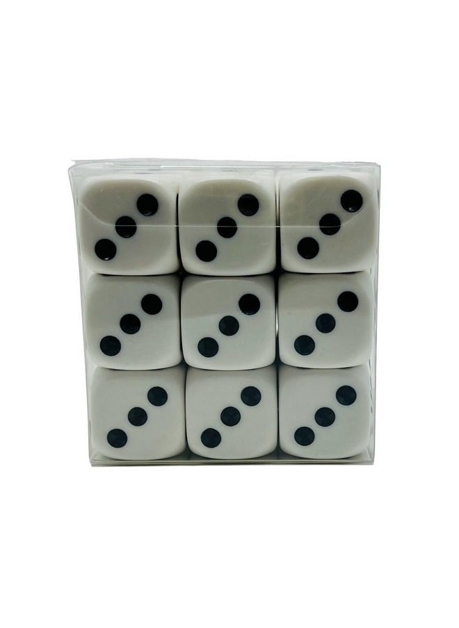 Large 25mm D6 Jumbo Dice, Set of 27, White with Black Pips