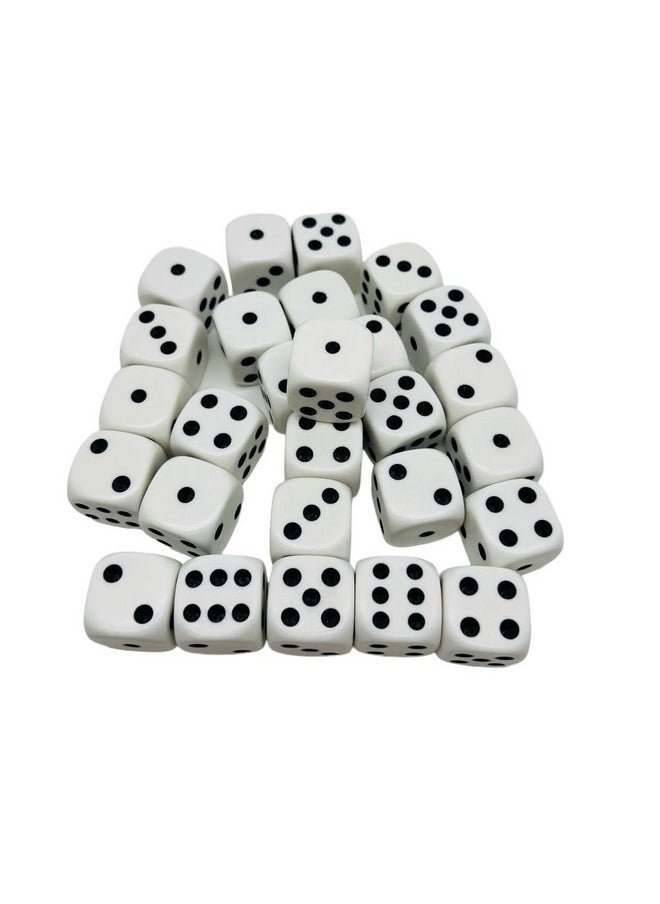 Large 25mm D6 Jumbo Dice, Set of 27, White with Black Pips