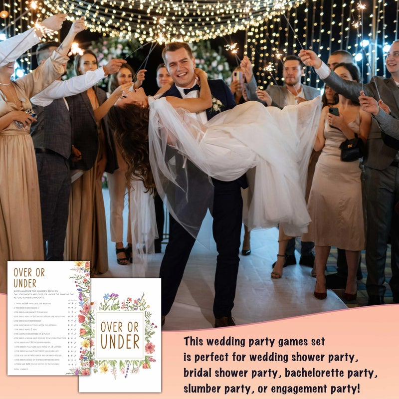 KFNER Wildflowers Wedding Shower Games, Over Or Under Bridal Shower Games Cards, Spring Flowers Wedding Bachelorette Party Game Ideas, Engagement Party Supplies & Activity, Set of 30 Cards -A02 - Image 3
