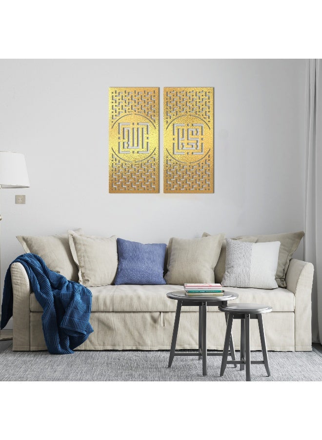 هوم جاليري هوم جاليري جدارية خشب شكل زخارف اسلامية ديكور حائط لوحتين 80X85 سم  - Image 1