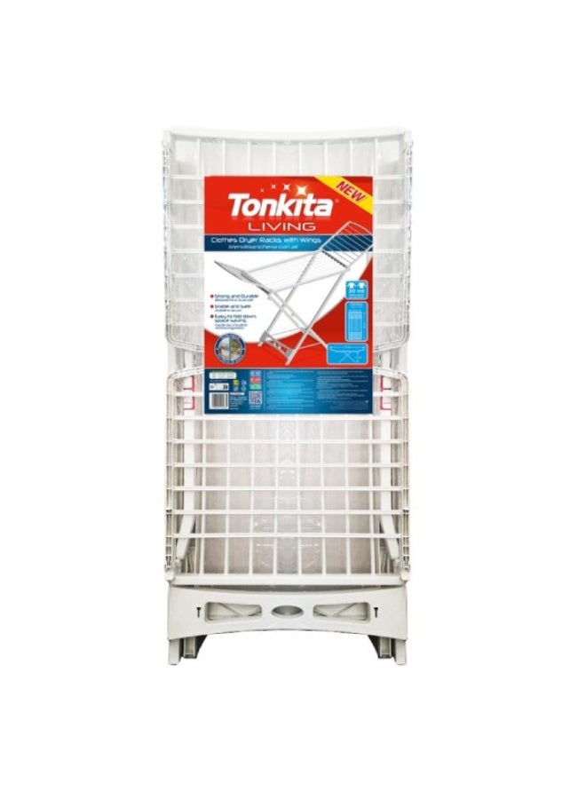 Tonkita Living Clothes Drying Rack with Wings 20m – Strong, Foldable, and Space-Saving Plastic Laundry Dryer