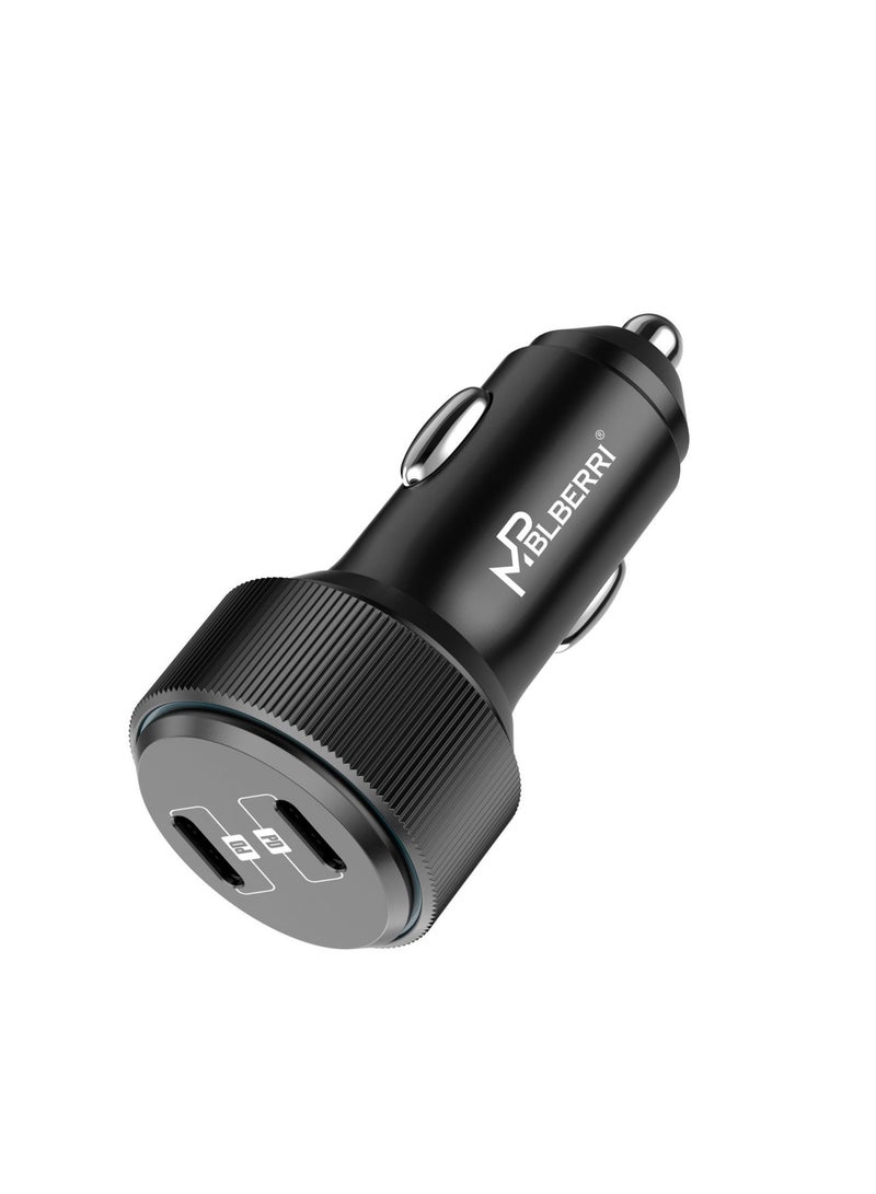MPBLBERRI Premium Quality PD Car Charger, 66W, with Type-C to Type-C Cable, Fast Charging, Black - Image 3
