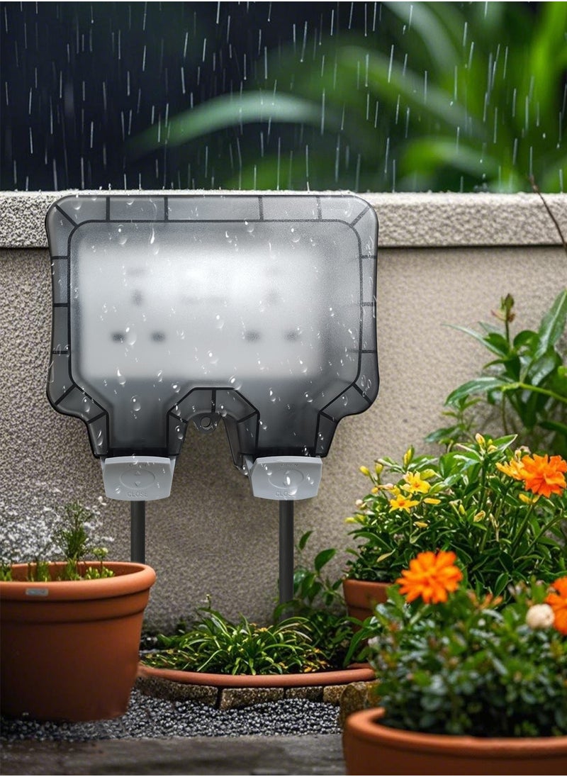 HomarKet Double Outdoor Plug Socket IP66 Weatherproof, Switched Power Wall Electrical Outlet with Latching RCD, 13 Amp Storm 2 Gang Outside Wall Garden Socket Box  - Image 5