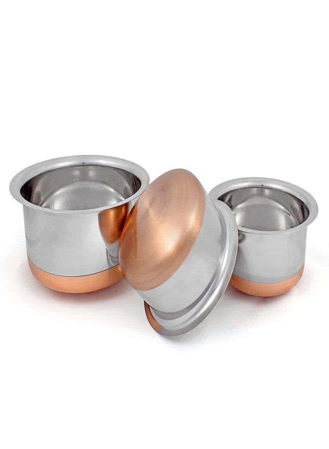 Liolis Stainless Steel 3 Pcs Tope Set with Lid | Multipurpose Patila for Milk Boiling | Patila Set for Home with | Capacity Total 8 Liter Pack of 2 - Image 1