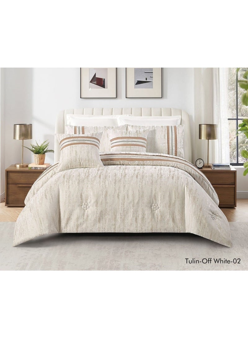 A luxurious Chanel-style double bedspread made from high-quality Jacquard fabric, featuring delicate patterns and elegant lace detailing; dimensions: 260 x 240 cm.