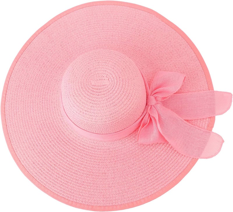 DRESHOW Beach Hats for Women Big Straw Wide Brim Summer Hat Floppy Foldable Roll up Cap Sun Hat UPF 50+ - Image 5