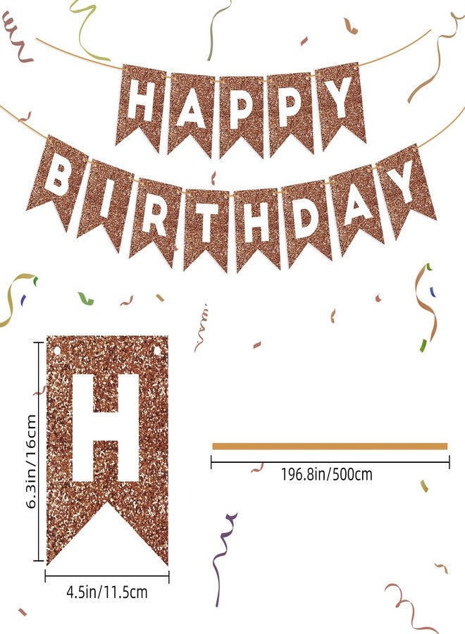 Eaezerav Brown Glitter Happy Birthday Banner Sign for Kids Adults Brown Birthday Garland Banner Bunting Flag Baby Shower Party Supplies Decorations - Image 2