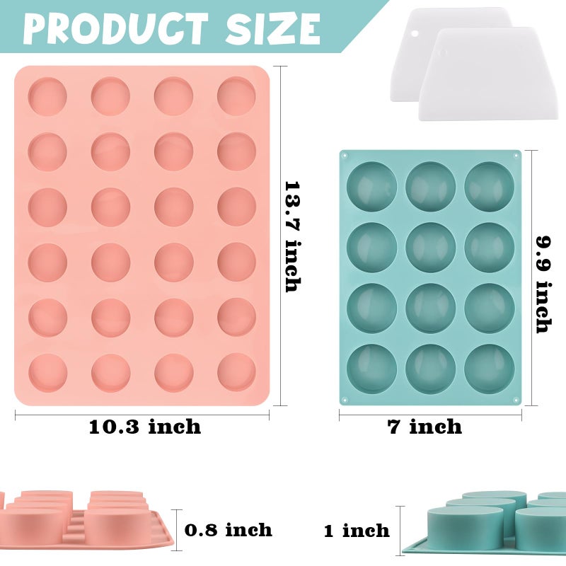 Actvty Cake Puck Mold Set, Chocolate Covered Cake Silicone Molds, 24-Cavity Round Cake Pop Molds with 2 Spatulas for DIY Cake Cores, Cakepucks, Chocolate Desserts - Image 3