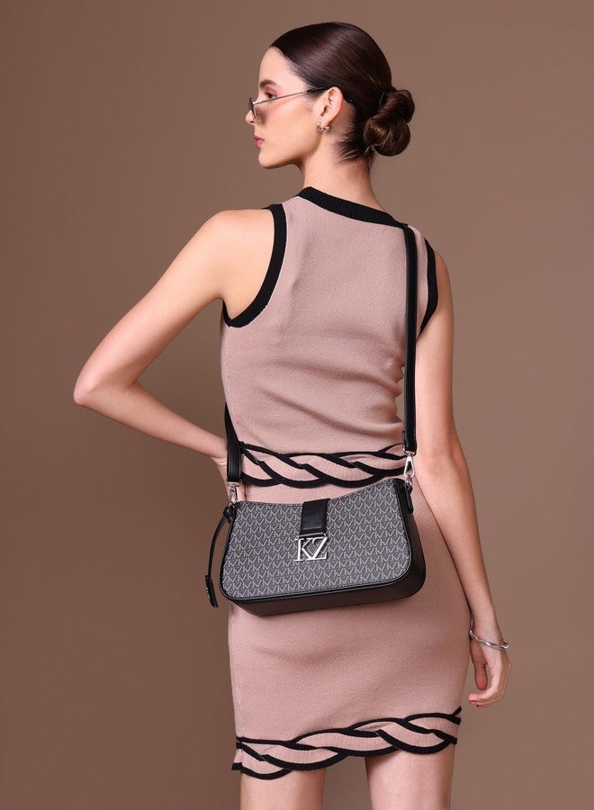 Kazo Bag Black Structured Shoulder Handbag | Premium Faux Leather Purse - Image 2