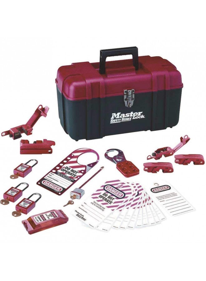 Master Lock 1457E410KA Lockout Tagout Group Lockout Kit, Red - Image 1