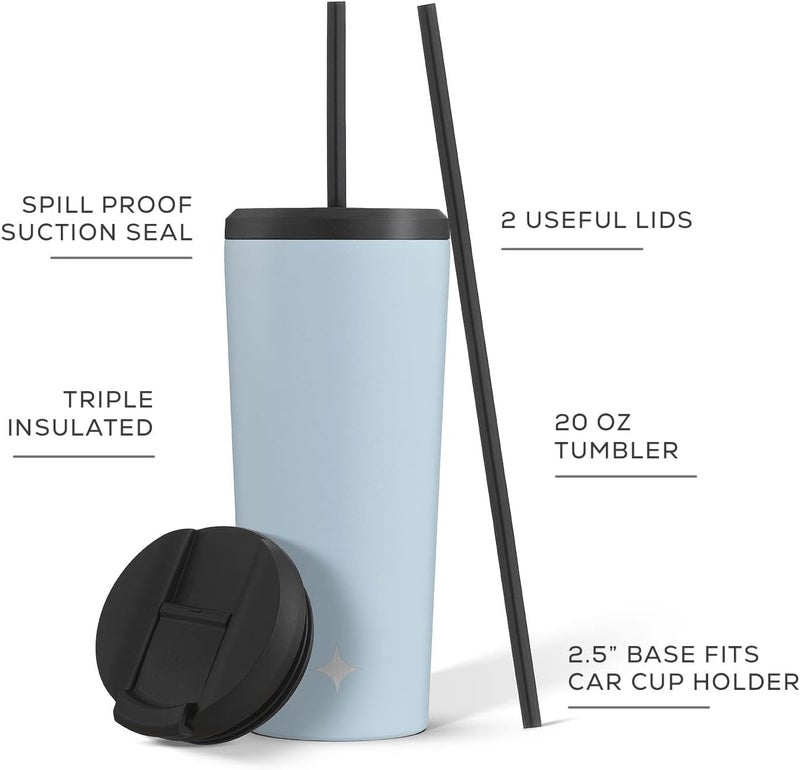 JoyJolt Vacuum Insulated 24 oz Tumbler with Lid and Straw (2 Each) Vacuum Double Wall Stainless Steel Tumbler, Copper Lined for 12Hr Hold/Cold Drinks. Leakproof Water Bottle, Tea or Iced Coffee Cup - Image 4