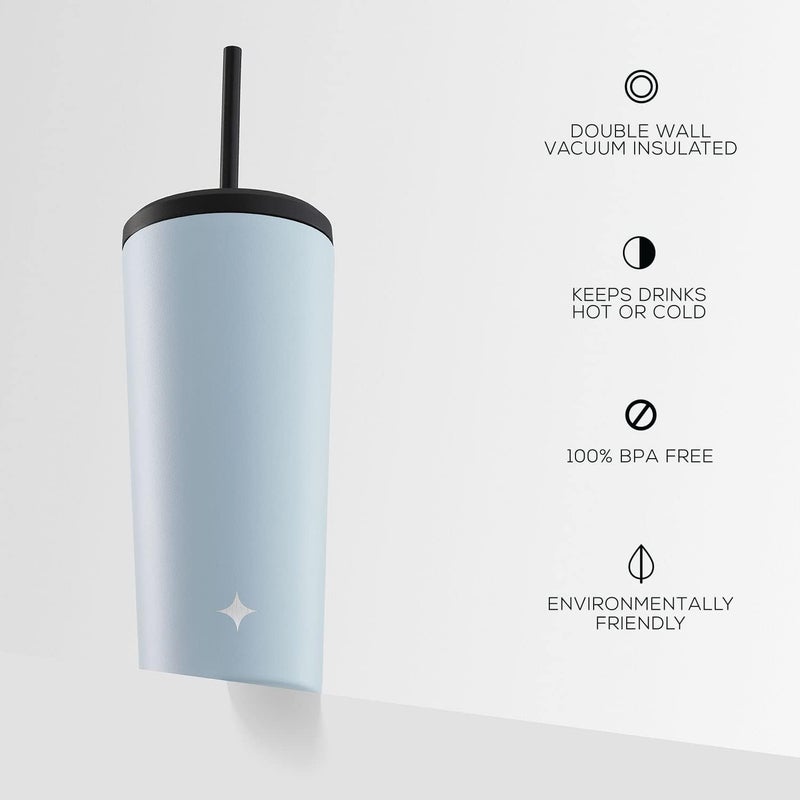 JoyJolt Vacuum Insulated 24 oz Tumbler with Lid and Straw (2 Each) Vacuum Double Wall Stainless Steel Tumbler, Copper Lined for 12Hr Hold/Cold Drinks. Leakproof Water Bottle, Tea or Iced Coffee Cup - Image 5