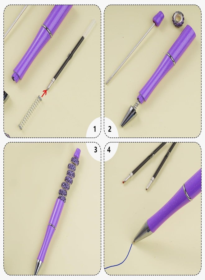 jiebor 100Pcs Beadable Pens Refills Ballpoint Pens Refills Blue Ink 1.0mm for Plastic Bead Pens Students Teacher Gift Office School Supplies 2.44 Inch - Image 4