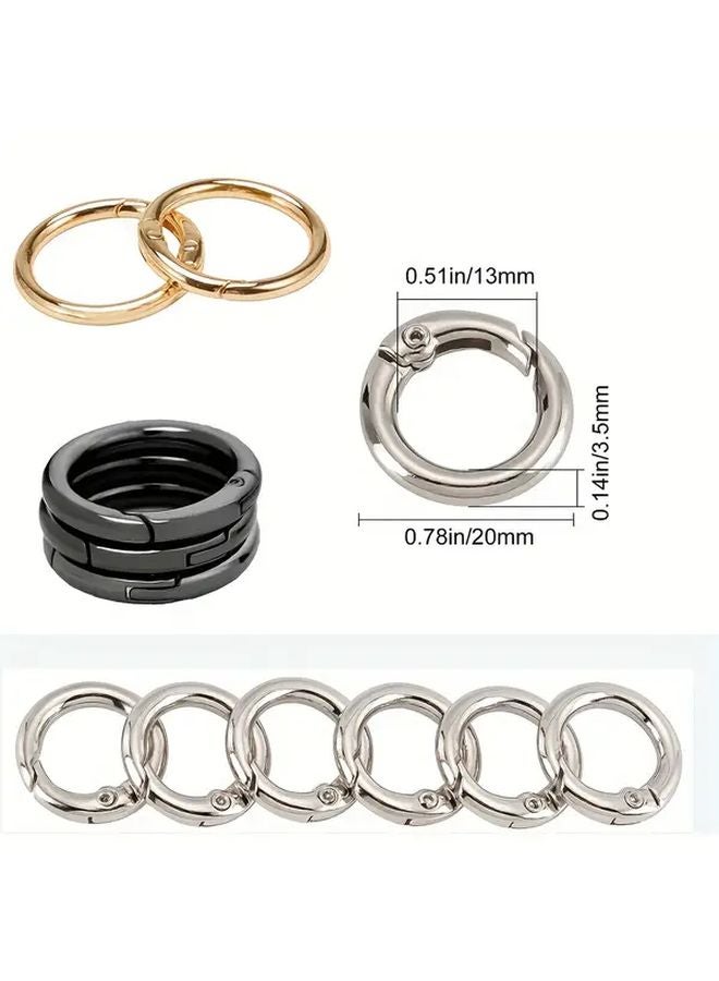 10pcs Zinc Alloy Spring O Rings Snap Hooks Silvery Round Metal Separation Rings - Image 3