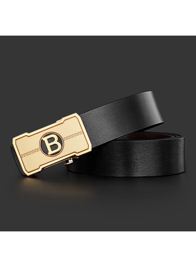 Cow Men's Automatic Buckle Cowhide Belt Youth Belt For Boyfriend Valentine's Day Gift 2018 Gold - Image 4
