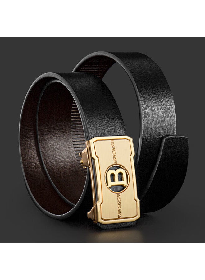 Cow Men's Automatic Buckle Cowhide Belt Youth Belt For Boyfriend Valentine's Day Gift 2018 Gold - Image 2