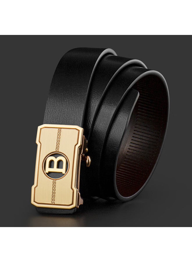 Cow Men's Automatic Buckle Cowhide Belt Youth Belt For Boyfriend Valentine's Day Gift 2018 Gold - Image 5