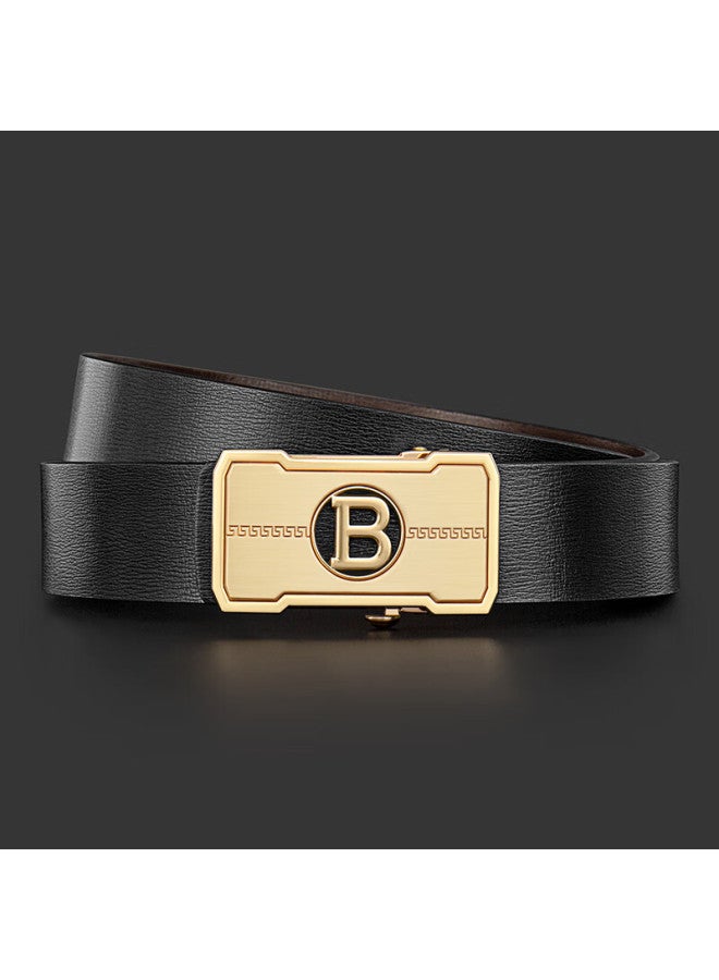 Cow Men's Automatic Buckle Cowhide Belt Youth Belt For Boyfriend Valentine's Day Gift 2018 Gold - Image 3