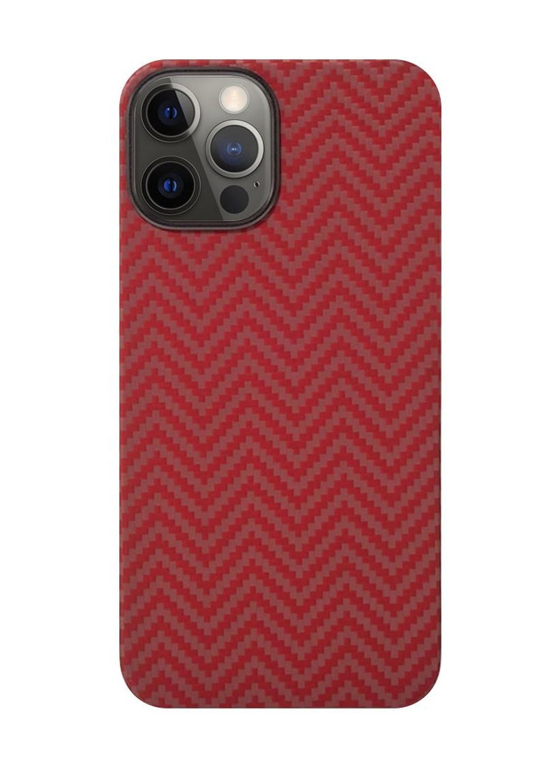 K-Doo - iPhone 12 Pro Max Kevlar Series Genuine Carbon Fiber Case Ultra Slim Bulletproof Material All-Around Protective Back Cover Red - Image 1