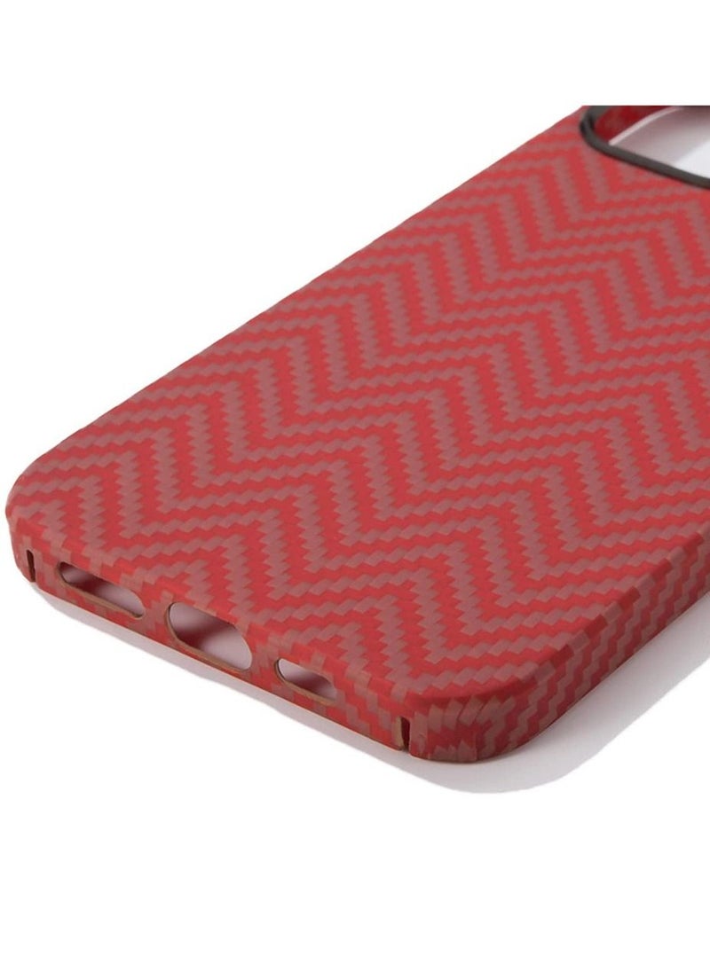 K-Doo - iPhone 12 Pro Max Kevlar Series Genuine Carbon Fiber Case Ultra Slim Bulletproof Material All-Around Protective Back Cover Red - Image 1