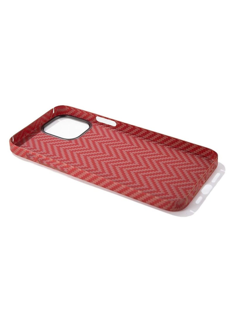 K-Doo - iPhone 12 Pro Max Kevlar Series Genuine Carbon Fiber Case Ultra Slim Bulletproof Material All-Around Protective Back Cover Red - Image 1