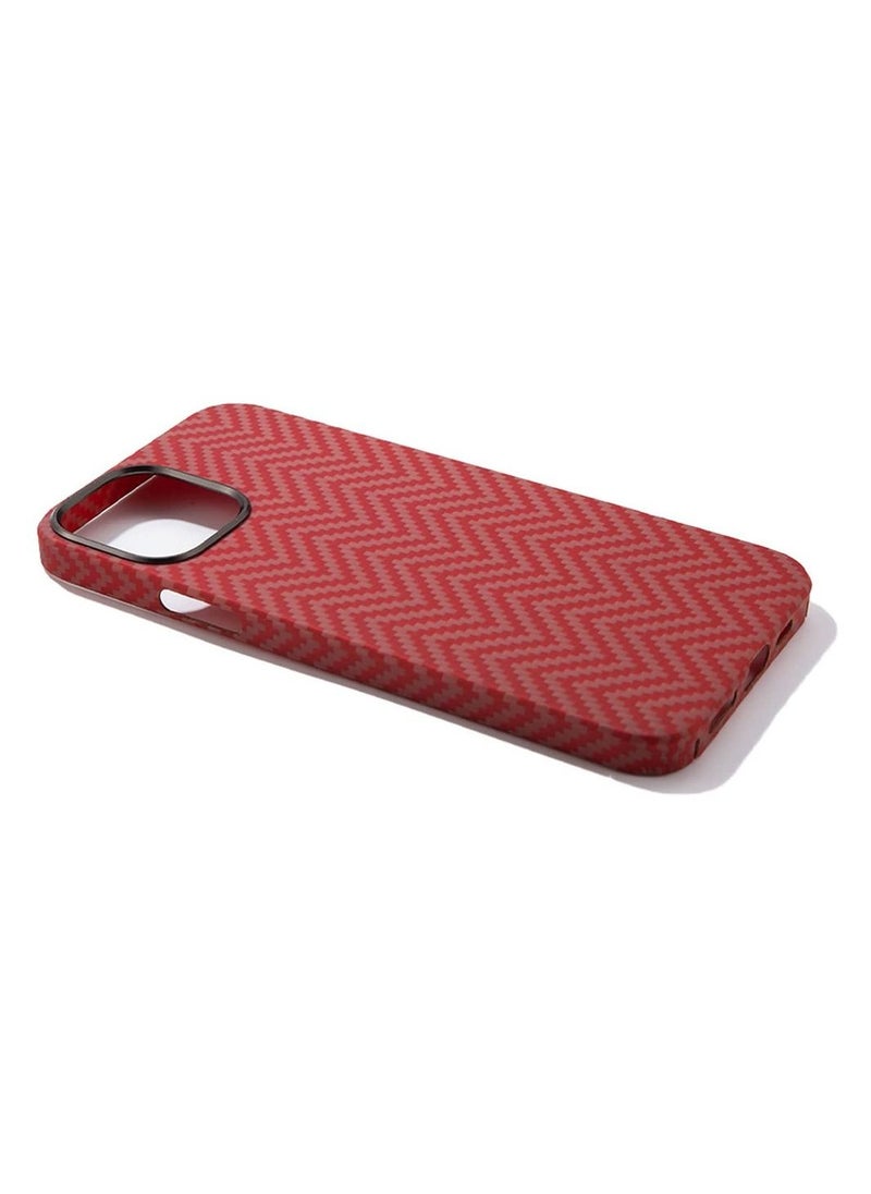 K-Doo - iPhone 12 Pro Max Kevlar Series Genuine Carbon Fiber Case Ultra Slim Bulletproof Material All-Around Protective Back Cover Red - Image 1