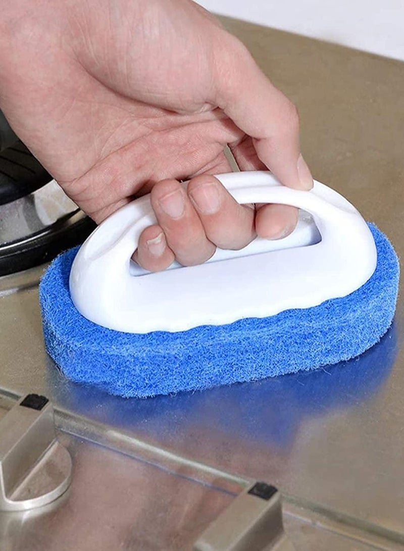 XiuWoo 4 Pcs Cleaning Scrub with Handle Kit Abrasive Pads Brush Bathtub Tile Sponge Quick Clean Heavy Duty Griddle Pad BBQ Grill Pan Cleaner for Kitchen Bathroom Supplies - Image 5