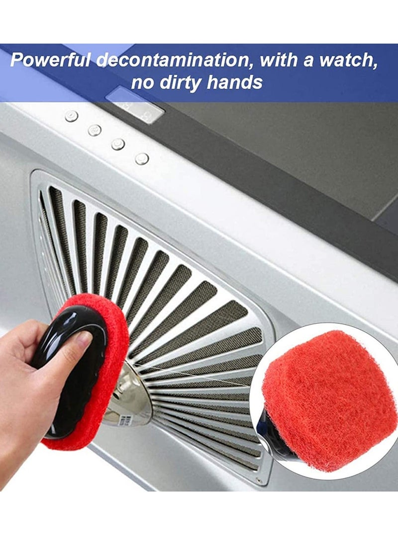 XiuWoo 4 Pcs Cleaning Scrub with Handle Kit Abrasive Pads Brush Bathtub Tile Sponge Quick Clean Heavy Duty Griddle Pad BBQ Grill Pan Cleaner for Kitchen Bathroom Supplies - Image 3