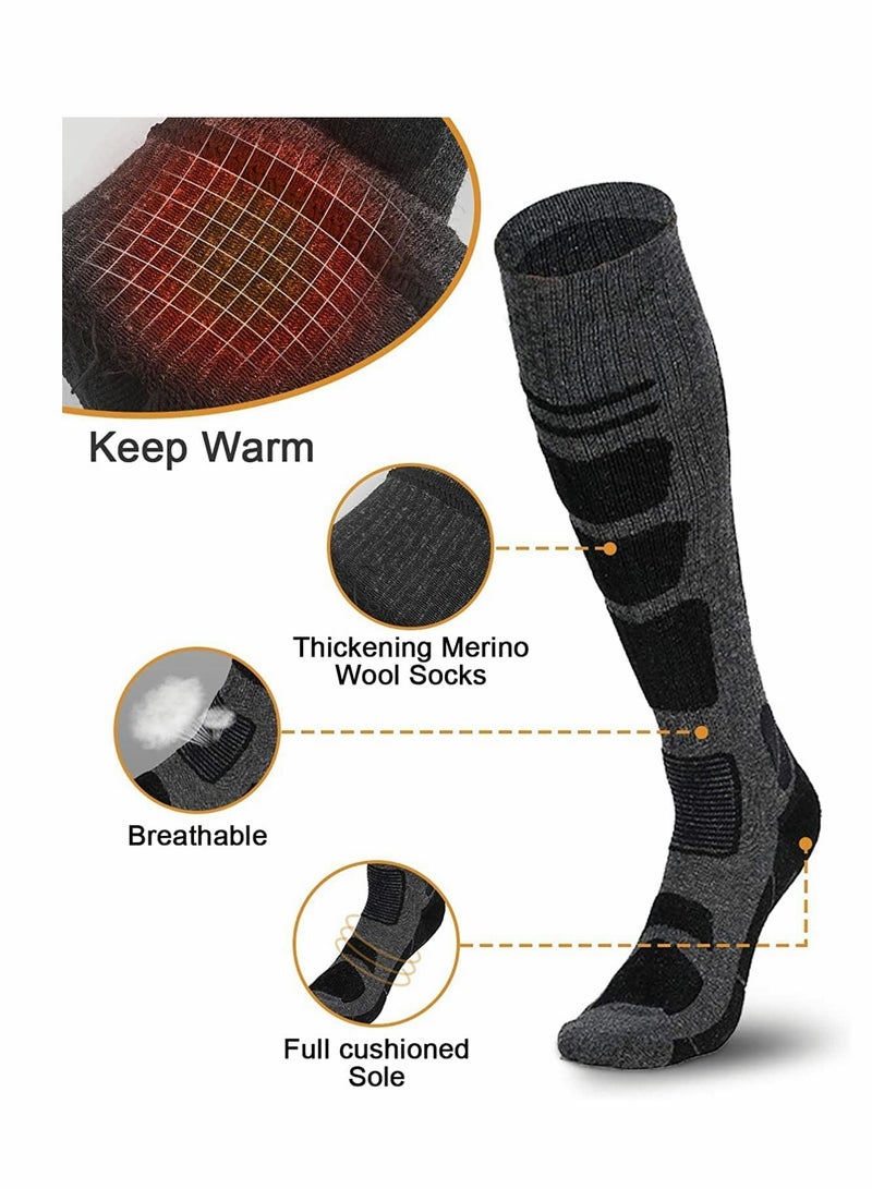 Barakah Ski Socks Mens and Women [2 Pack], Warm Merino Wool Ski Socks for Skiing Snowboarding, Non-Slip, Knee-high Wool Ski Socks - Image 4