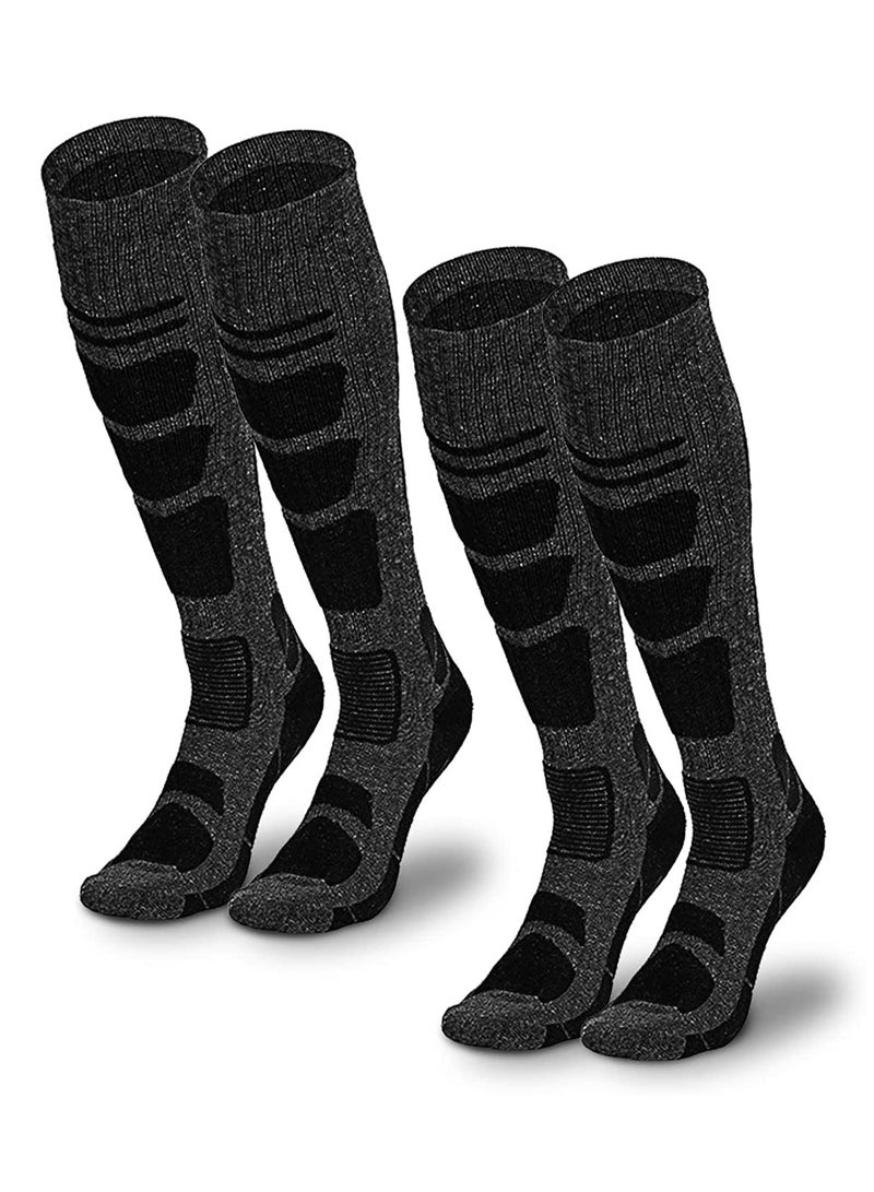 Barakah Ski Socks Mens and Women [2 Pack], Warm Merino Wool Ski Socks for Skiing Snowboarding, Non-Slip, Knee-high Wool Ski Socks - Image 1