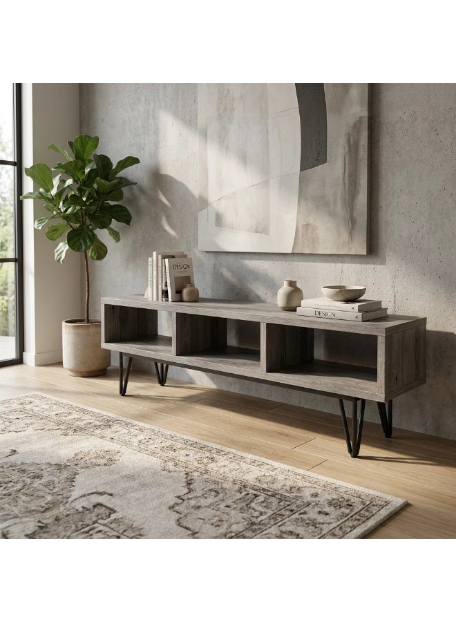 AL Hadaya Mall Classic Design Wooden TV Stand - Grey - 160x50x30cm - Image 3