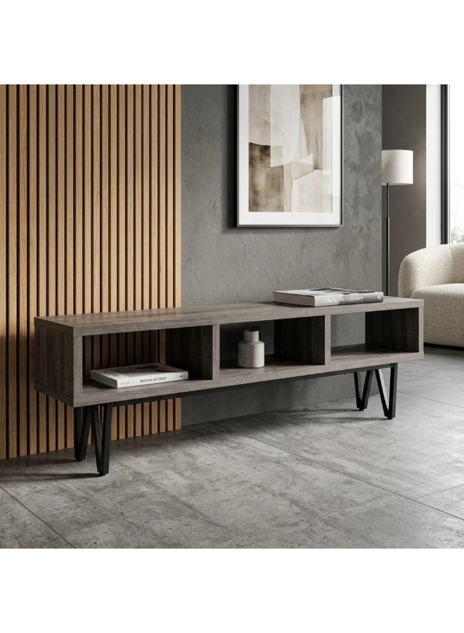AL Hadaya Mall Classic Design Wooden TV Stand - Grey - 160x50x30cm - Image 4