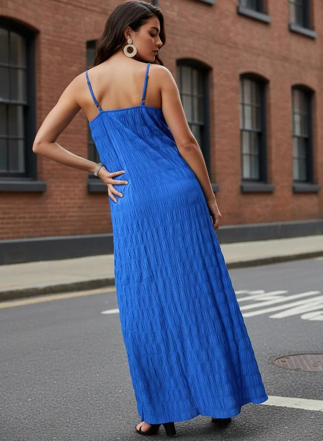 Freehand  Blue Textured Strappy Maxi Dress for Women | Best Price UAE